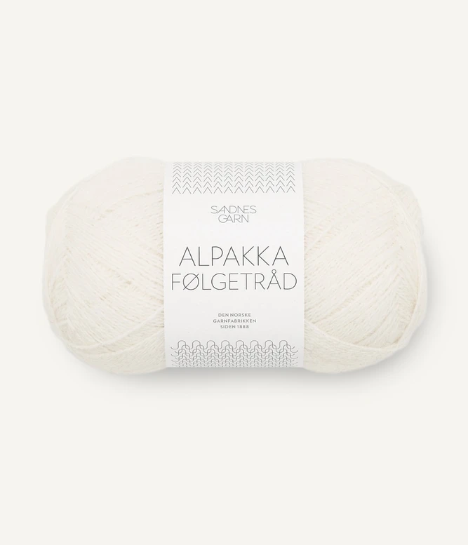 Alpakka Følgetråd, 1002 Valkoinen